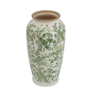 Christmas Sale: Ceramic Flower Vase large - Green/White