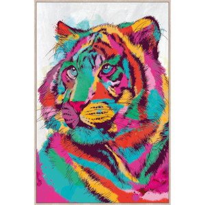 Christmas Sale: Psychedelic Cat Framed Canvas Art - multi colour