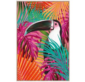 Vivid Toucan Framed Canvas Art - multi colour