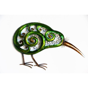 Christmas Gift Guide: Koru Kiwi Metal Art Wall Hanging - green
