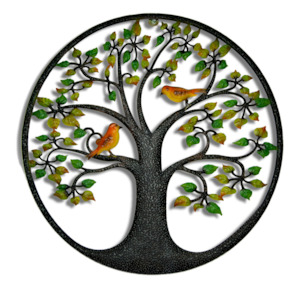 Tree of Life Metal Art Wall Hanging - Black/Green