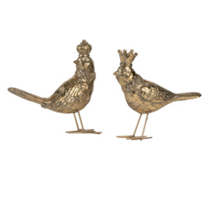 Home Decor Ornaments 1: Gold Birds - set of 2 - metal