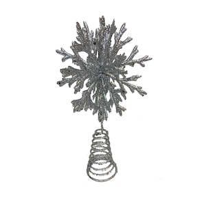 Gifts For Home: Silver 3D Snowflake Christmas Tree Topper - 180mmH