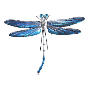 Mothers Day Gifts: Dragonfly Metal Art Wall Hanging - Blue