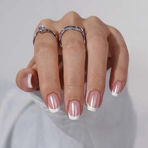 Press On Nails: Press On Nails - Squoval Chrome French