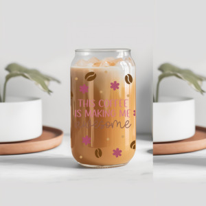 ‘This Coffee Is Making Me Awesome’ Coffee Lover Glass Tumbler