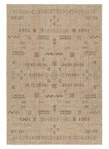 Beige Rugs: Loom Sand Beige and Stone Tribal Pattern Indoor Outdoor Rug