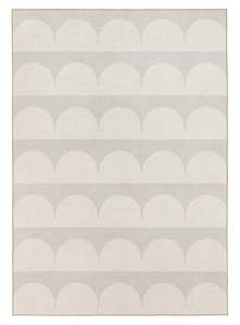 Beige Rugs: Isolde Beige and Light Grey Arch Stripe Indoor Outdoor Rug
