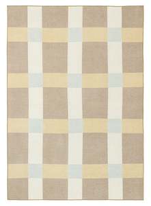 Beige Rugs: Nice Beige Sand and Sky Blue Checkered Indoor Outdoor Rug