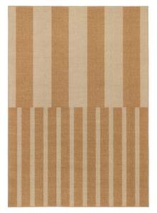 Ravello Warm Beige and Golden Sand Striped Indoor Outdoor Rug