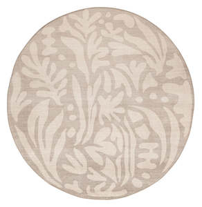 Round Rugs: Viki Grey Beige Leaves Rollie Pollie Round Playmat