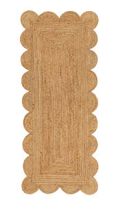 Ejiya Natural Brown Scalloped Jute Runner Rug