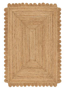 Ejiya Natural Brown Scalloped Jute Rug