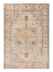 Zola Blue Orange and Yellow Floral Distressed Rug