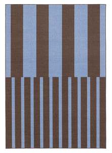 Nautical Rugs: Luz Deep Cocoa and Vivid Blue Striped Indoor Outdoor Rug