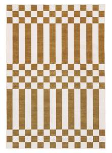 Alula Brown and White Checkered and Striped Washable Rug