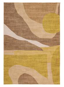 Tribal Rugs: Tau Yellow and Beige Abstract Washable Rug
