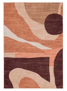Tribal Rugs: Samia Red and Beige Abstract Washable Rug