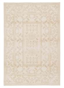 Traditional Rugs: Anais Cream Medallion Washable Rug