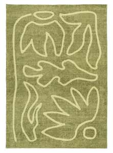 Canali Green Hand Drawn Washable Rug