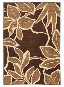 Vibrant Rugs: Tamika Brown and Rust Botanical Washable Rug
