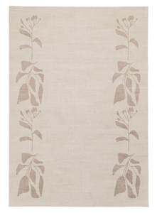Brown Rugs: Solange Beige and Brown Botanical Border Washable Rug