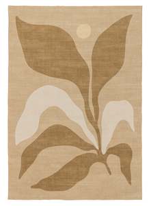 Cece Beige and Brown Botanical Washable Rug
