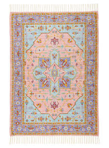 Lupita Blue and Purple Floral Picnic Rug