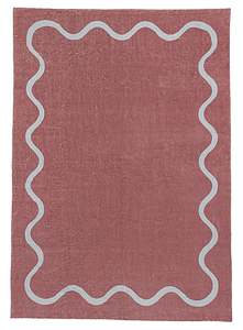 Purple Rugs: Maud Purple and Blue Wiggle Bordered Washable Rug