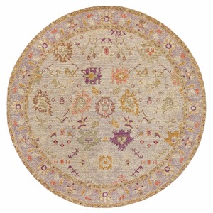Purple Rugs: Olivia Boho Beige Purple and Coral Round Rug