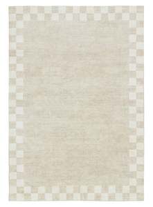 Monochromatic Rugs: Eliora Grey Checkered Border Washable Rug