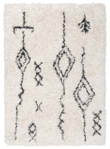 Monochromatic Rugs: Tabitha Cream & Black Tribal Shag Rug