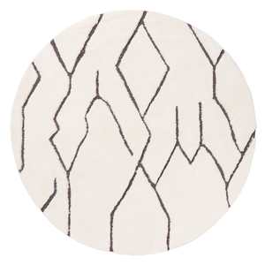 Tahlee Cream and Charcoal Grey Tribal Round Shag Rug