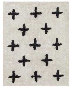 Monochromatic Rugs: Zelia Black and Ivory Minimal Washable Berber Bath Mat