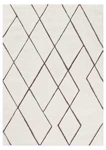 Monochromatic Rugs: Kayla Cream and Charcoal Grey Tribal Shag Rug