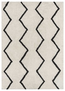 Monochromatic Rugs: Hayley Black and Ivory Tribal Washable Berber Rug