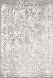 Monochromatic Rugs: Aaerin Charcoal Grey And Ivory Traditional Distressed Rug