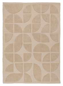 Mai Beige Geometric Washable Wool Rug