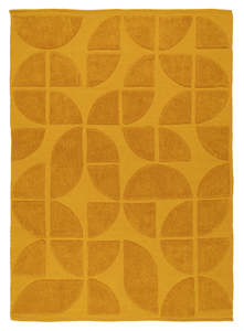 Berber Rugs: Kay Mustard Geometric Washable Wool Rug