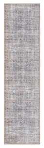 Sorra Blue and Brown Traditional Distressed Washable Runner Rug