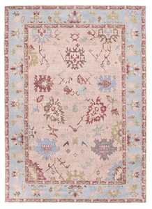 Dakota Blue and Pink Bordered Floral Rug
