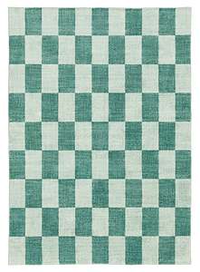 For Men: Steffi Green Checkered Washable Rug