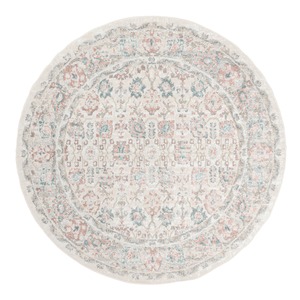 Romance Collection: Melrose Cream and Pink Traditional Round Rug