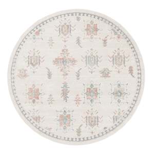 Romance Collection: Pebblebrook Cream and Pink Traditional Round Rug