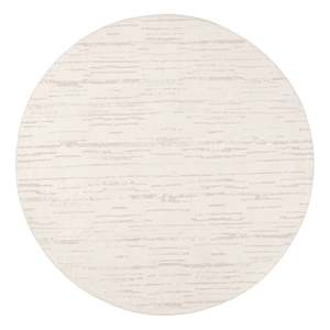 White Rugs: Tandara Grey and Cream Abstract Pattern Washable Round Rug