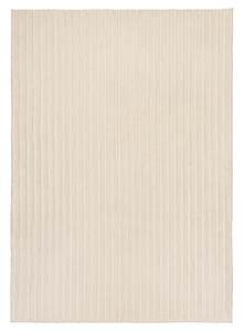 Veluz Cream Striped Washable Faux Fur Rug