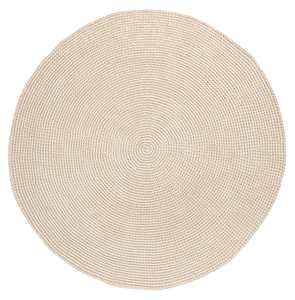 White Rugs: Nessa Beige Crochet Indoor Outdoor Round Rug