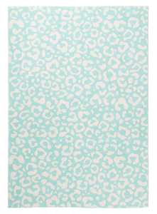 Animal Print Rugs: Esmeralda Pink and Mint Green Leopard Print Washable Rug