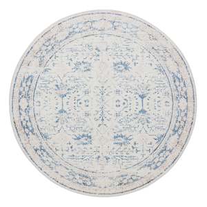 Blue Rugs: Sarafina Blue and Grey Distressed Washable Round Rug