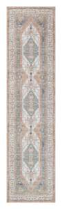 Priya Orange and Green Traditional Distressed Washable Runner Rug